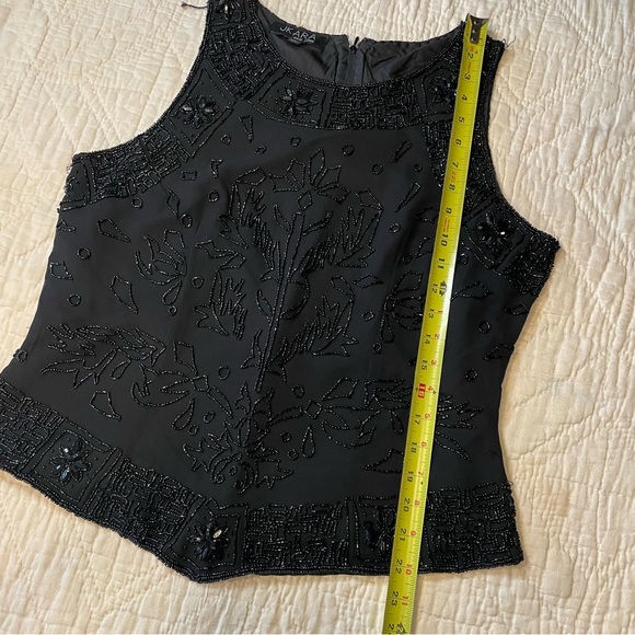 Vintage 90s y2k J Kara Sleeveless Black beaded Formal Top L - Picture 6 of 10